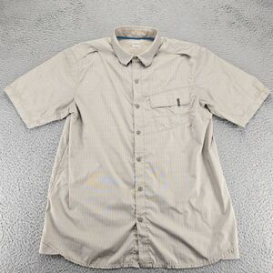 Columbia Shirt Mens Large Tan Omni Shade Sun Protection‎ Vented Camp Outdoors